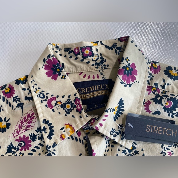 NEW Size S Mens Cremieux Long Sleeve Button Down Shirt Cotton Cream Stretch - Picture 7 of 10